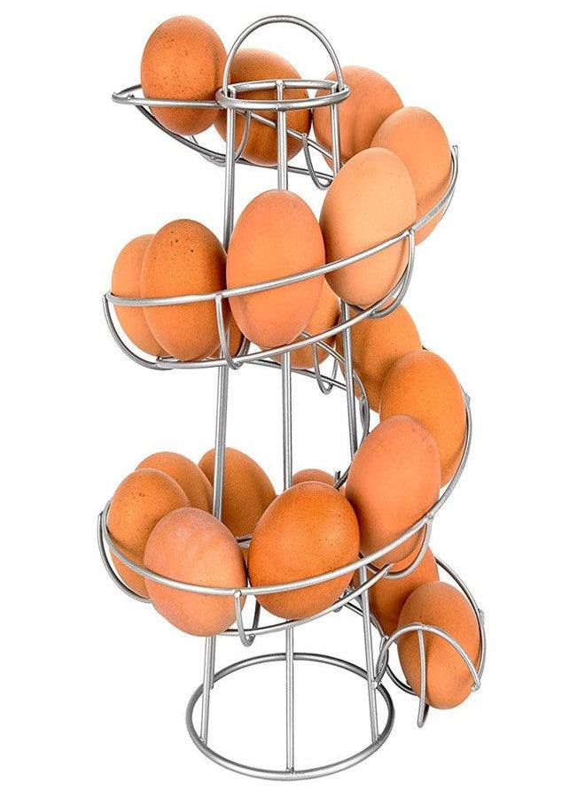 ariarly Steel Egg Skelter Dispenser Rack,Spiral Egg Holder, Save space, Egg Display Holder, Wire Chicken Egg Storage Organizer,Egg Basket for Countertop Kitchen (Silver) - Image 1